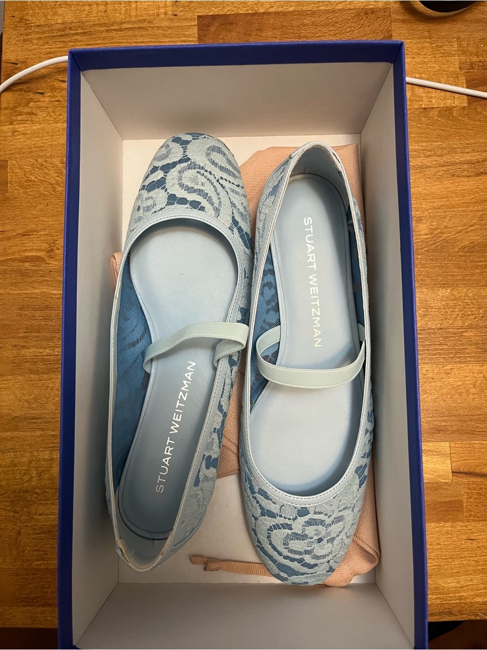 STUART WEITZMAN - Arabella Flat - garden lace light blue - size EU 38